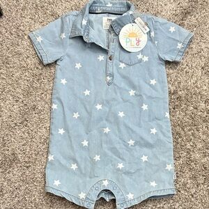 Denim star 3T little sleepies romper
